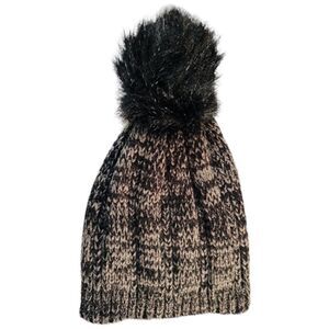 Beanie With BIG Pom Hat, Thermal/Mixed Color Grey, black New